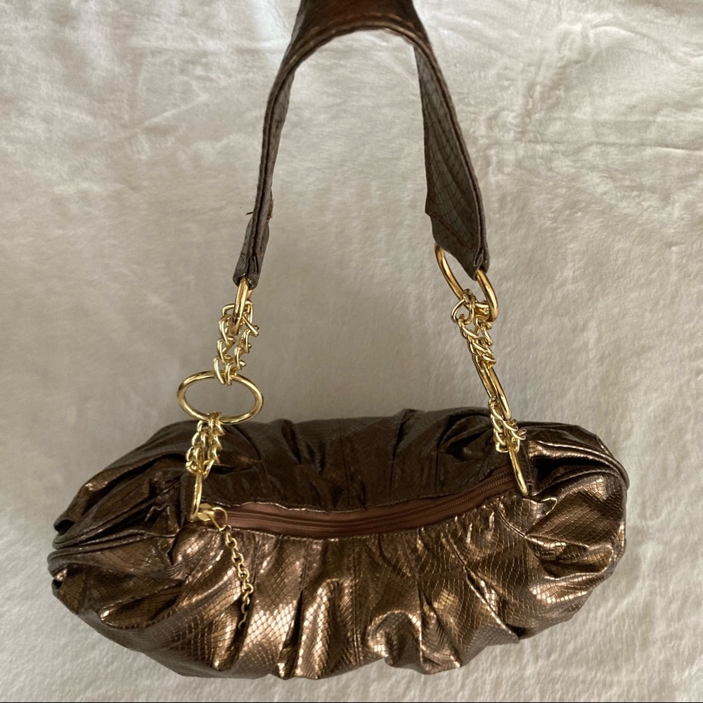Giannini Gold Faux Leather Snakeskin Bag - Picture 3 of 15